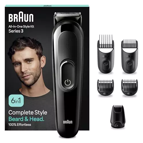 Braun Rasoio Elettrico Regolabarba e Tagliacapelli Uomo MGK3420 6-in-1
