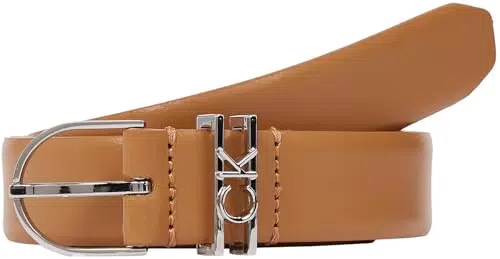 Calvin Klein Cintura Loop Round Buckle in Pelle per Donna