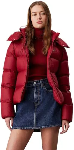 Calvin Klein Piumino Down Short Puffer con Cappuccio per Donna