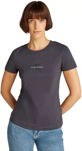 Calvin Klein Jeans T-Shirt Slim Maniche Corte Donna Scollo Rotondo