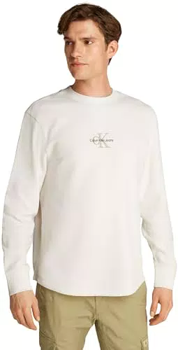 Calvin Klein Felpa Uomo Monologo Waffle Scollo Rotondo