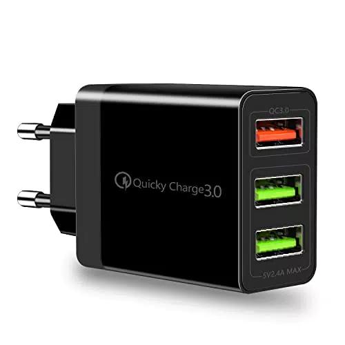Samsung Caricatore USB Muro QC3.0 FCP 3 Porte Caricabatterie Rapido per Smartphone