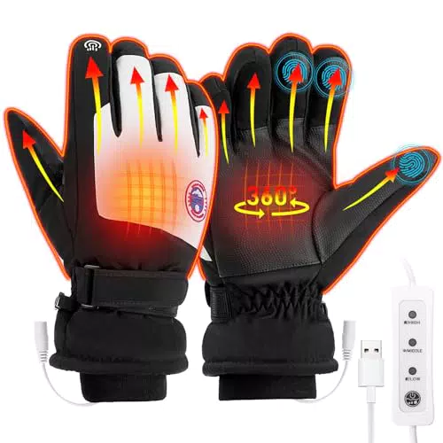 CestMall Guanti Riscaldati USB Touchscreen per Uomini e Donne, 3 Temperature Regolabili