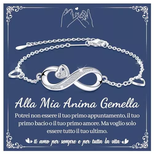 CheersLife Bracciale Infinito Donna in Argento 925 - Gioielli Regalo per Lei