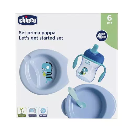 Chicco Set per la Pappa con Tazza Training Cup e Cucchiaio, 6 Mesi +