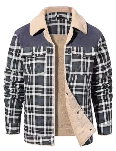 CMTOP Giacca Invernale Uomo in Stile Casual da Boscaiolo in Flanella Imbottita