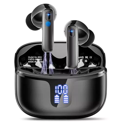 Cuffie Bluetooth 5.3 HiFi con Cancellazione Rumore e Display LED, Impermeabili IP7