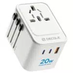 Decqle Adattatore Universale da Viaggio con USB-C e USB-A per 224 Paesi