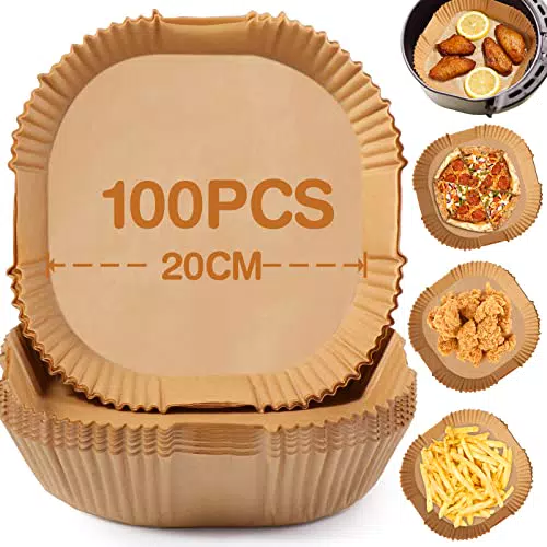 Diboniur Carta Forno Antiaderente per Friggitrice ad Aria 20 cm - Quadrati