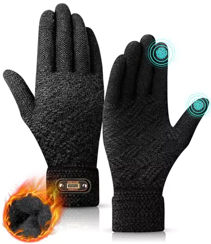 DOVAVA Guanti Touch Screen a Maglia per Uomo con Fodera Morbida