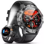 ESFOE Smartwatch Militare con Torcia LED, AMOLED 1.43, Impermeabile 5ATM, Fitness Tracker
