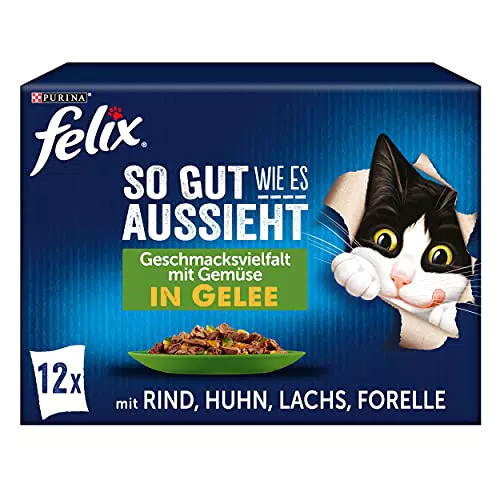 Felix Cibo per Gatti in Gelatina, Mix di Varietà, Confezione da 6 Sacchetti