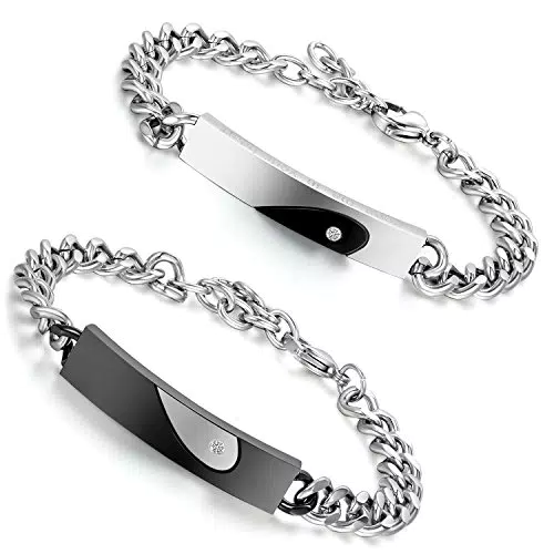 Flongo Bracciali Lui & Lei "Ti Ho nel Cuore" in Acciaio Inox - Regalo San Valentino/Natale