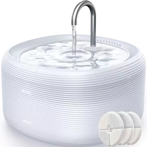 FEELNEEDY Fontanella Silenziosa per Gatti con Luci a LED e Rubinetto Distributore d'Acqua