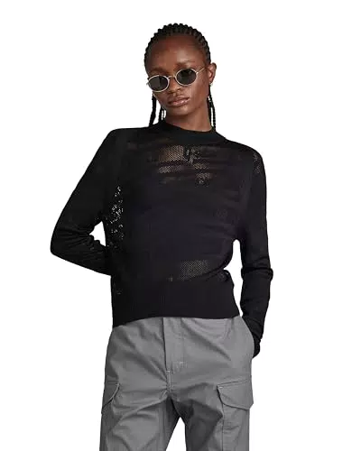 G-STAR Sweater Pointelle Text Knitted Donna - Modello D23924-B754