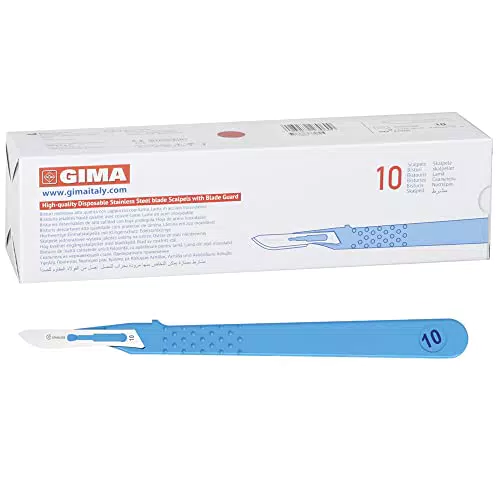 GIMA Bisturi Sterili in Acciaio Inossidabile con Manico in ABS, Misura n. 10