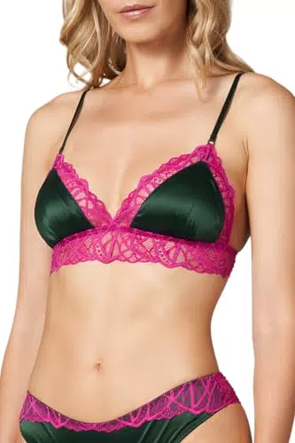 Goldenpoint Intimo Donna Triangolo Imbottito Aura in Pizzo e Satin con Spalline Regolabili
