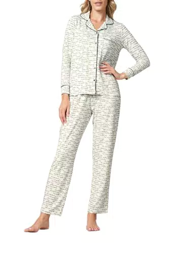 Goldenpoint Pigiama Donna Lungo con Bottoni e Maniche Lunghe