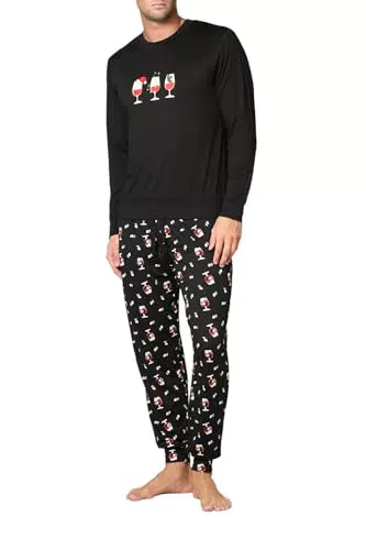 Goldenpoint Uomo Regular Set Natale con Maglia Manica Lunga e Pantaloni Elastico