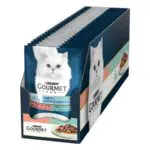 GOURMET Perle Duetti Cibo Umido per Gatti Adulti con Salmone e Merluzzo