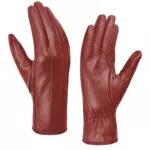 Harssidanzar Guanti invernali da donna in pelle con fodera in cashmere, GL017EU