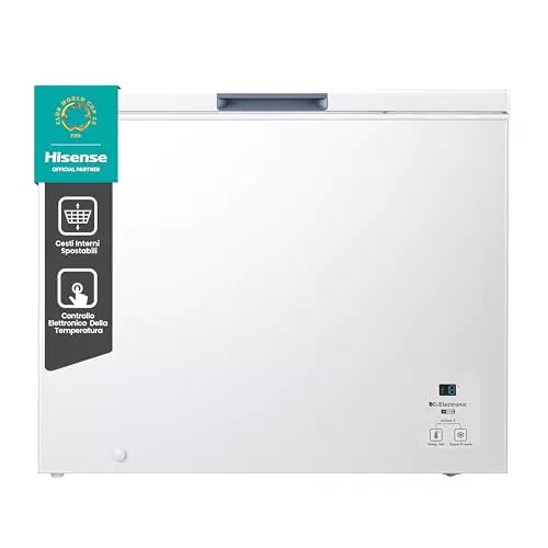 Hisense FC321D4AWLE Congelatore a Pozzo 248 L, Silenzioso 40 dB, Dimensioni 96,3x63x84,7 cm