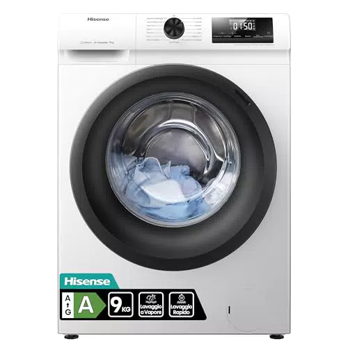 Hisense WFQE9014EVJM - Lavatrice a Carica Frontale 1400 rpm, Classe A, Vapore