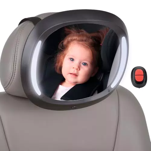 Interbaby Specchio auto per seggiolino posteriore con luci LED e telecomando