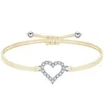 J.Endéar Bracciale Cuore in Argento 925 con Zirconi per Bambine, Fatto a Mano