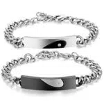 JewelryWe Bracciali Regolabili Lui & Lei in Acciaio Inox con Design Cuore Puzzle