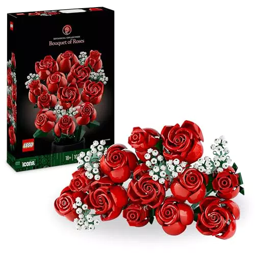 LEGO Botanicals Bouquet di Rose - Set di Fiori Finti per Decorazioni e Regali