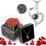 LIHELEI Collana Rosa per Sempre con Scatola Regalo - Regali per San Valentino e Anniversari