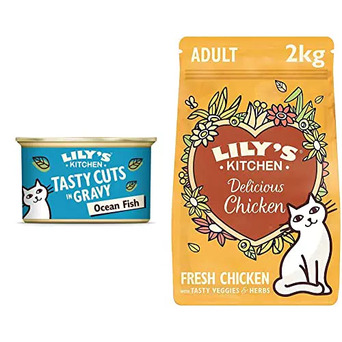 Lily’s Kitchen Cibo Umido per Gatti Tasty Cuts - Pesce dell'Oceano e Pollo