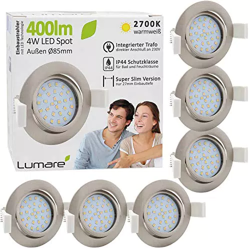 Lumare Spot LED da incasso 4W Ultra piatto Ø68mm per soggiorno e bagno IP44
