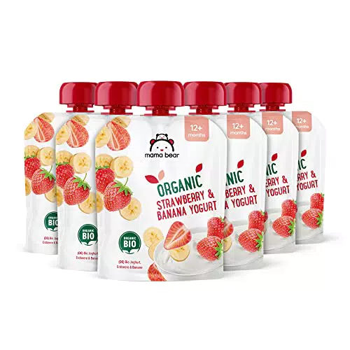 Mama Bear Yogurt Biologico con Puree di Fragola, Banana e Carota - 6 Confezioni
