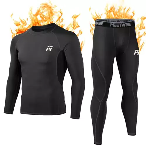MEETWEE Biancheria Intima Termica Uomo, Maglia a Maniche Lunghe e Pantaloni Sportivi