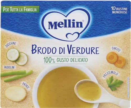 Mellin Brodo di Verdure Delicato per Tutta la Famiglia - 10 Bustine Monodose