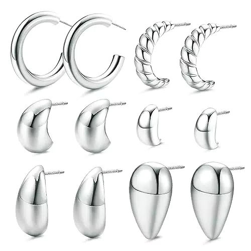 Milacolato Orecchini Cerchio e Goccia Ipoallergenici per Donna - Set Elegante