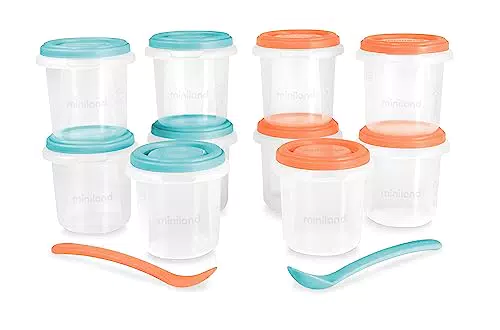 Miniland Set ermetici graduati 200ml, resistenti per lavastoviglie e microonde
