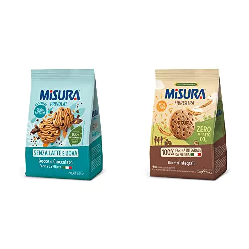 Privolat Biscotti con Gocce di Cioccolato Senza Latte e Uova, Biscotti Integrali Fibrextra