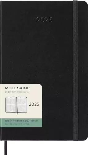 Moleskine Agenda Settimanale Verticale 12 Mesi 2025, Copertina Rigida