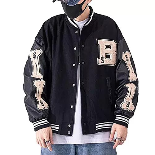 Moshtashio Giacca da Baseball Varsity Vintage Unisex Motociclista