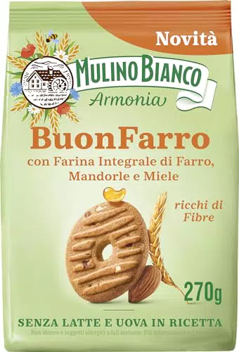 Mulino Bianco BuonFarro Biscotti Frollini Integrali con Mandorle e Miele