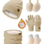 Niwicee Set Invernale Donna: Cappello, Sciarpa e Guanti Caldi Touchscreen
