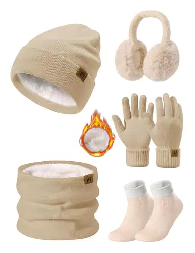 Niwicee Set Invernale Donna: Cappello, Sciarpa e Guanti Caldi Touchscreen