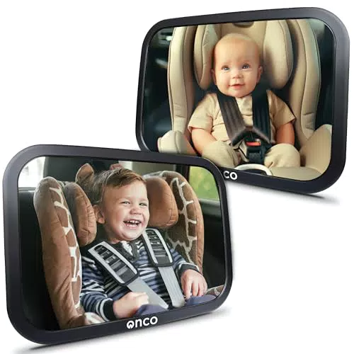 Onco Specchietto Retrovisore Bambini - 100% Infrangibile - Guida In Sicurezza E Monitora Il Tuo Bambino - Accessorio Auto Per I Neogenitori - Vincitore Del MadeForMums Awards