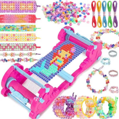Ophy Kit Braccialetti Fai Da Te per Bambine - Perline e Telaio Intrecciato