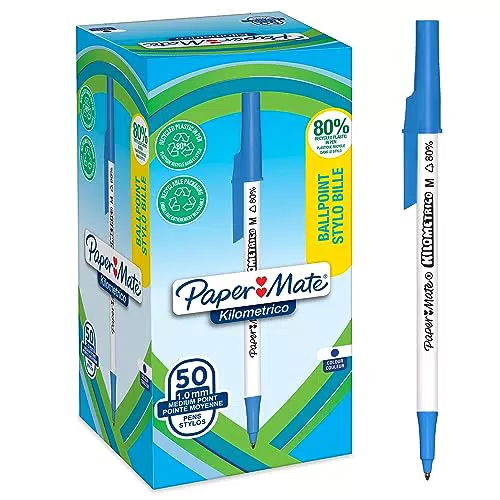 Paper Mate Penne a sfera Kilometrico con punta media 1,0 mm in plastica riciclata