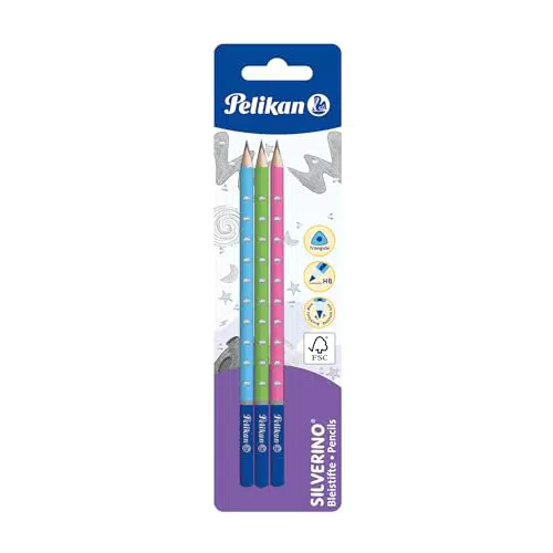 Pelikan Matite Grafite Silverino Ergonomiche per Bambini in Legno