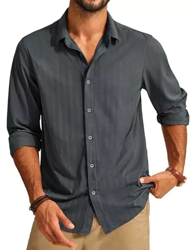PJ PAUL JONES Camicia da Uomo Maniche Lunghe Non Stirare Casual e da Lavoro